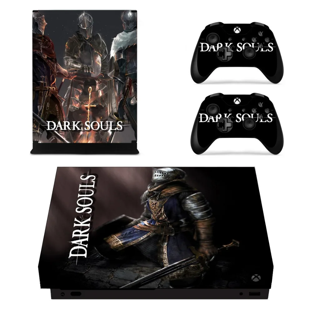 Полный набор лицевые панели кожи наклейки DARK SOULS для Xbox One X консоли и два контроллера