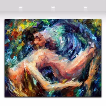 Best Palette Knife Oil Nude Painting Sexy Naked Woman And Man Body Art Picture Couple Canvas Painting For Room Wall Art Decoration