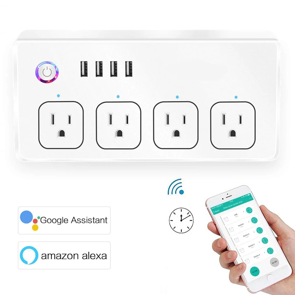 Умный WiFi Блок питания: совместим с Alexa, Google Assistant, бесплатное управление приложением, беспроводной Таймер, не требуется концентратор, для умного дома