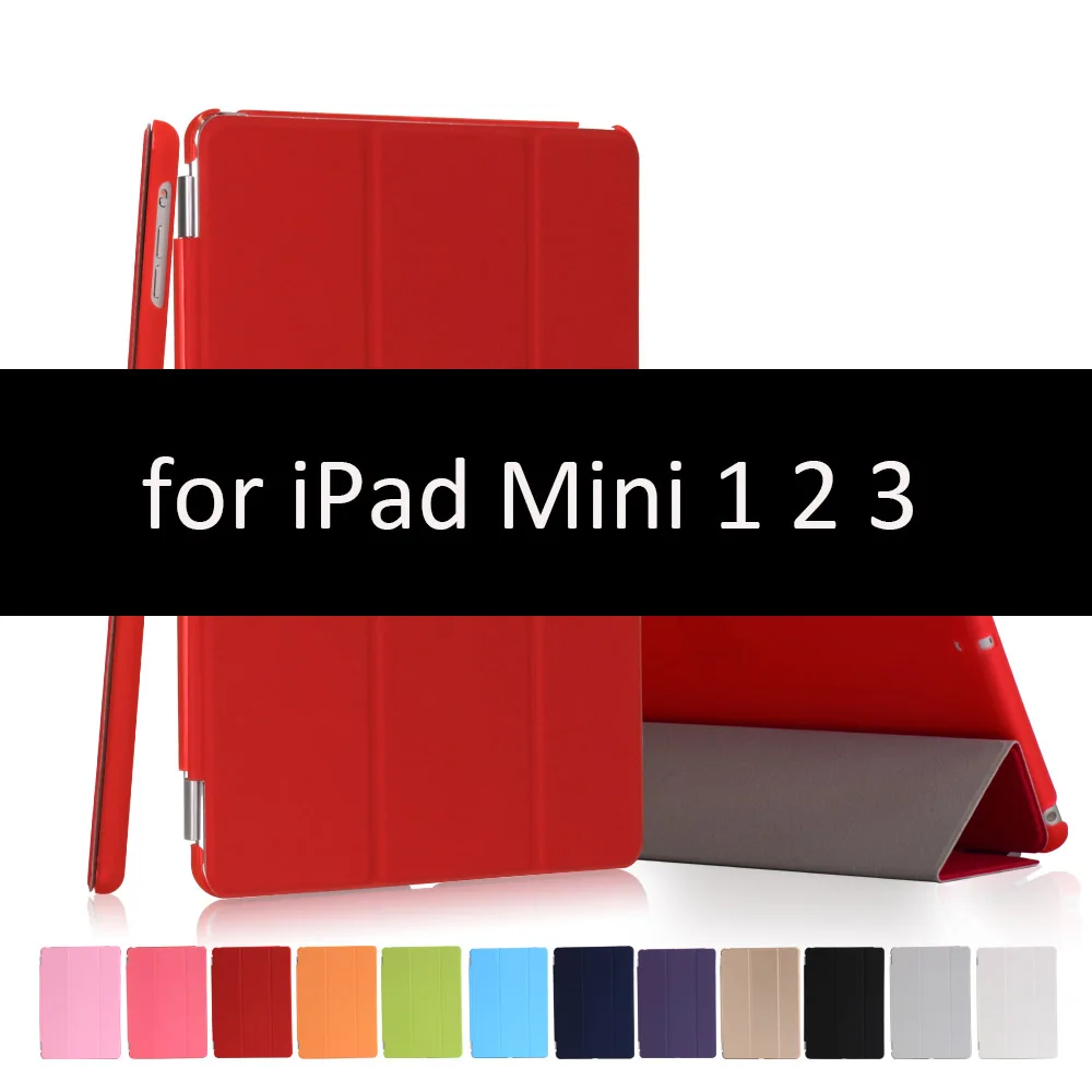 Чехол для for IPad Mini 1/2/3, golp 2 в 1 идеально подходит Магнитный искусственная кожа Smart Cover ПК прозрачный чехол для for IPad Mini 1/ 2/3 - Цвет: Red-123