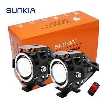 

2Pcs/Lot SUNKIA Motorcycle LED Headlight Fog Light CREE Chip U7 3000LM Devil Angel Eye DRL Daytime Running Light Spot Lamp BK