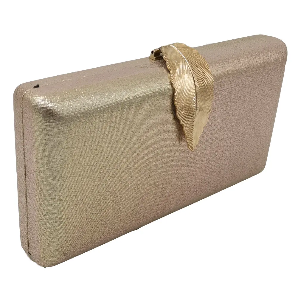 بوتيك دي FGG مؤشرة على شكل ورقة معدنية المشبك أزياء المرأة اليوم براثن سلسلة شنطة كتف Crossbody حقيبة السيدات الرسمي مساء أكياس