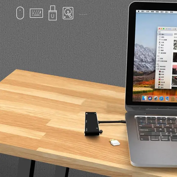 USB C к HDMI адаптер 4 K type-C к HDMI/VGA/аудио/USB 3,0 порт + USB C порт конвертер дропшиппинг