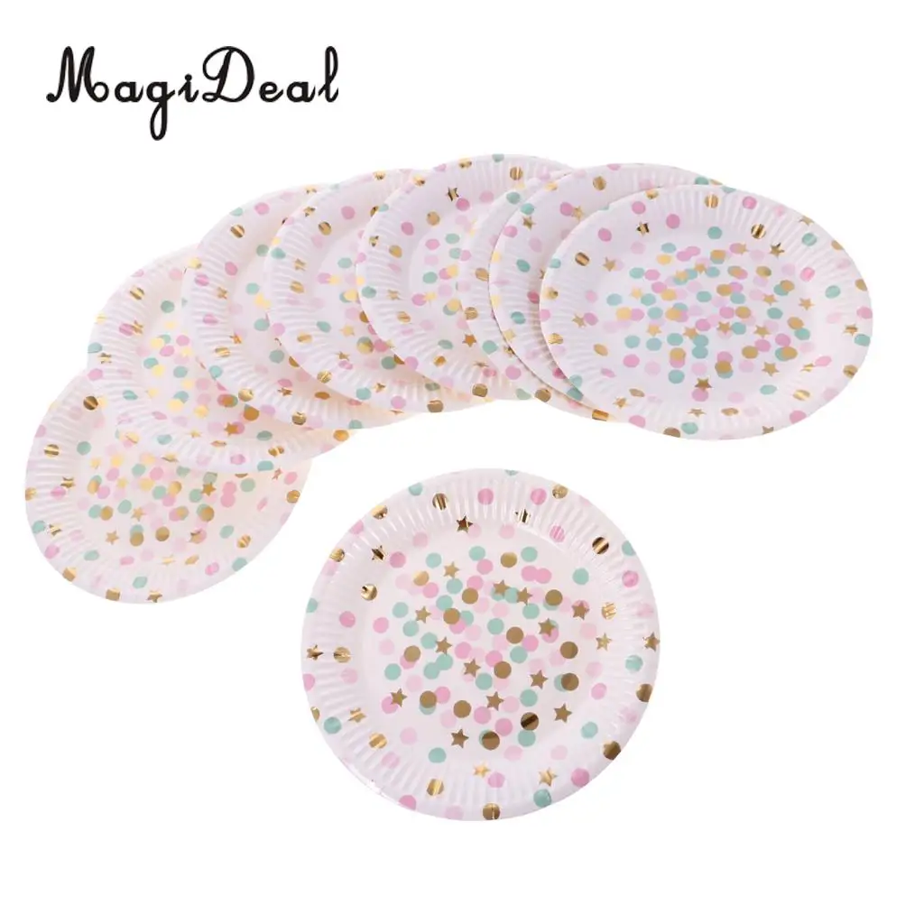 50 Sets Polka Dots Star Paper Plates Cups Baby Shower Birthday Wedding Party Dinner Disposable Tableware