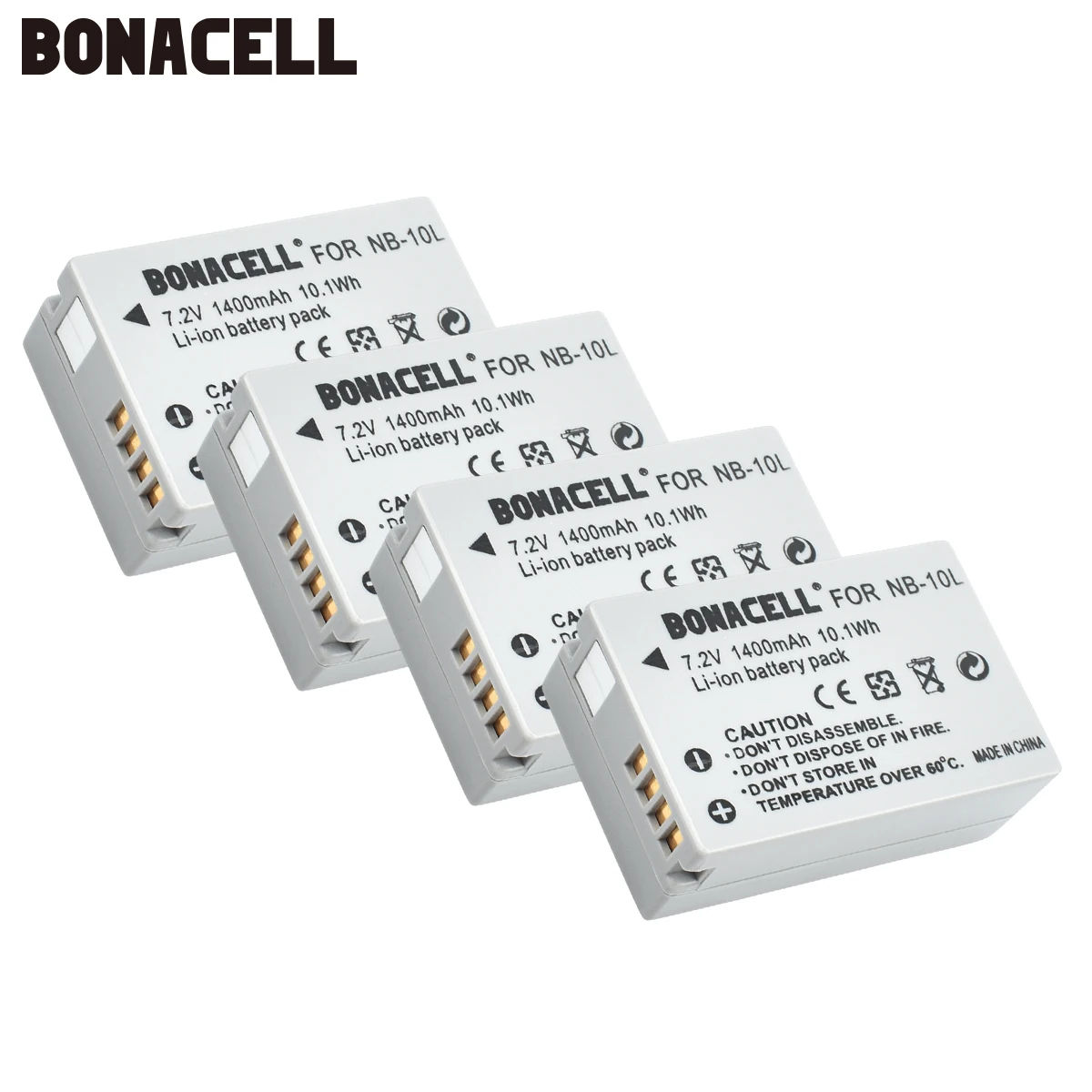 Bonacell 7,2 V 1400 мА/ч, NB-10L NB10L NB 10L батареи для Canon G1X G15 G16 SX40HS SX50HS SX60HS SX40 SX50 SX60 HS Bateria L10 - Цвет: 4 Pack Battery
