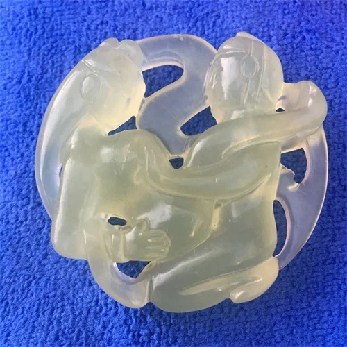 

Pure natural jade pendant engraved characters erotic culture Hohuan erotic Figure Pendant