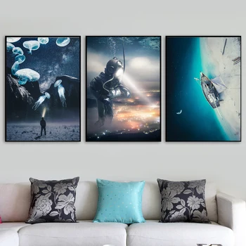 

Surrealism Underwater World Sea Nordic Poster And Prints Creativity Wall Art Canvas Painting Wall Pictures For Living Room Decor