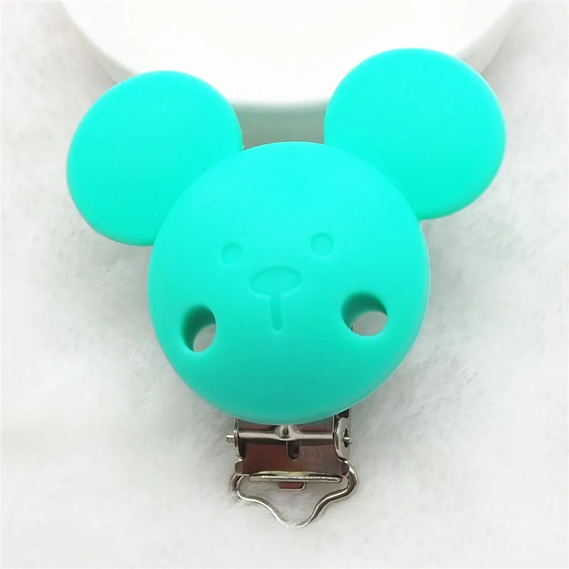 Chengkai 50 шт. силиконовые зажимы для прорезывания зубов Микки DIY детские кольцо для соски мышь животное пустышка для младенца ювелирные изделия игрушки зажимы аксессуары - Цвет: Turquoise