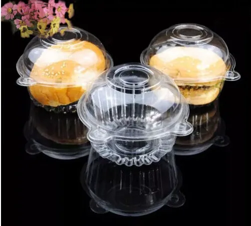 

50 x Single Plastic Clear Cupcake Holder / Cake Container