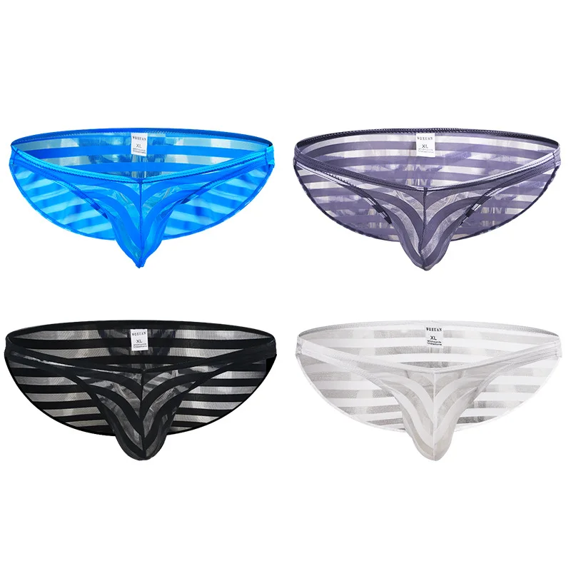Sexy Men Mesh See Through Penis Bikini Man Briefs Pouch Transparent Underwear Slip Homme Nylon