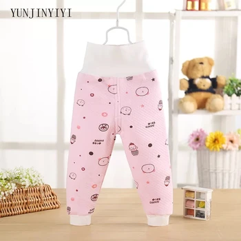 

Fashion cartoon newborn baby boy girl high waist three-layer cotton autumn and winter dual-use warm pants