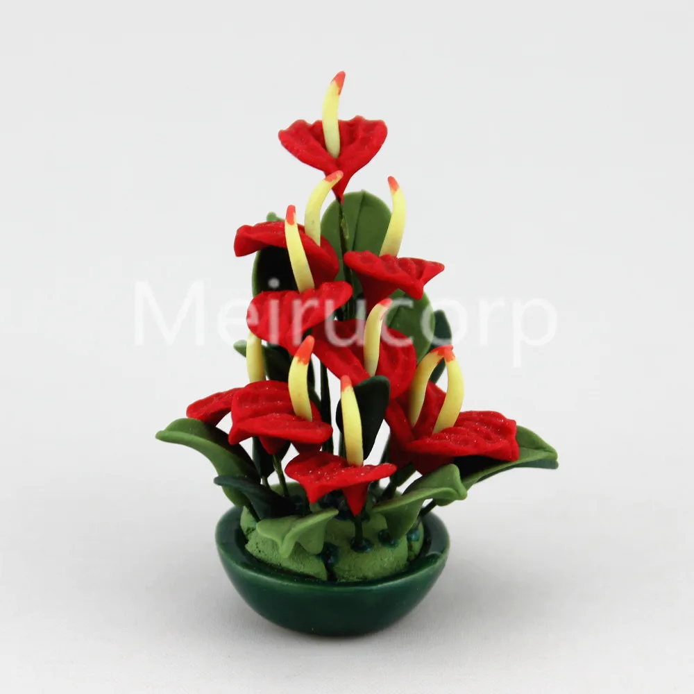 

1:12 scale dollhouse mini Potted plant model Handcrafted Anthurium 12128