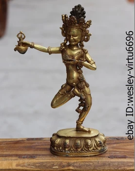 

China Buddhism Old Bronze Copper Gild Mahakala Dakini Vajravarahi Buddha Statue
