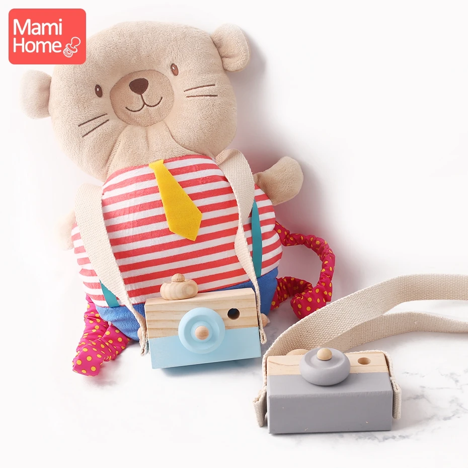 mamihome 1pc Natural Wooden Lovely Camera Teeth Tooth Fixing Device Baby Crib Toy Organic Teether Pendant Baby Play Gym Teether