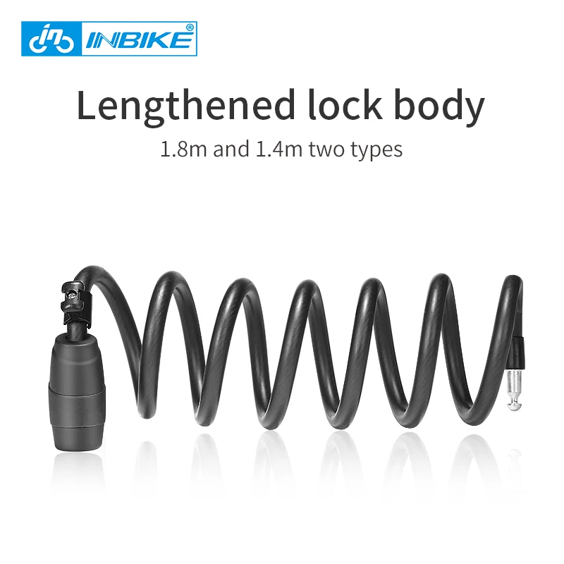 Cheap INBIKE Bike Lock 1.8m 1.4m Bicycle Cable Lock Anti theft Lock with 3 Keys Cycling Steel Wire Security MTB Road Bicycle Locks