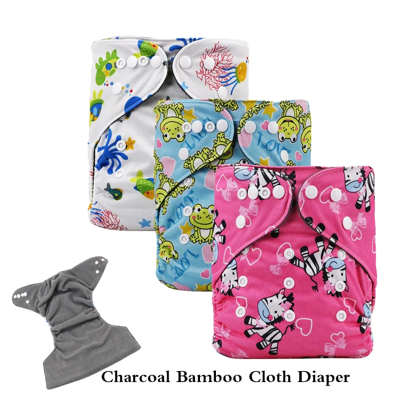 

Baby Washable Reusable Cloth Nappy Diaper Bamboo Charcoal Cover Pocket Wrap Suits 3-15kg Birth to Potty Nappy Washable Diapers