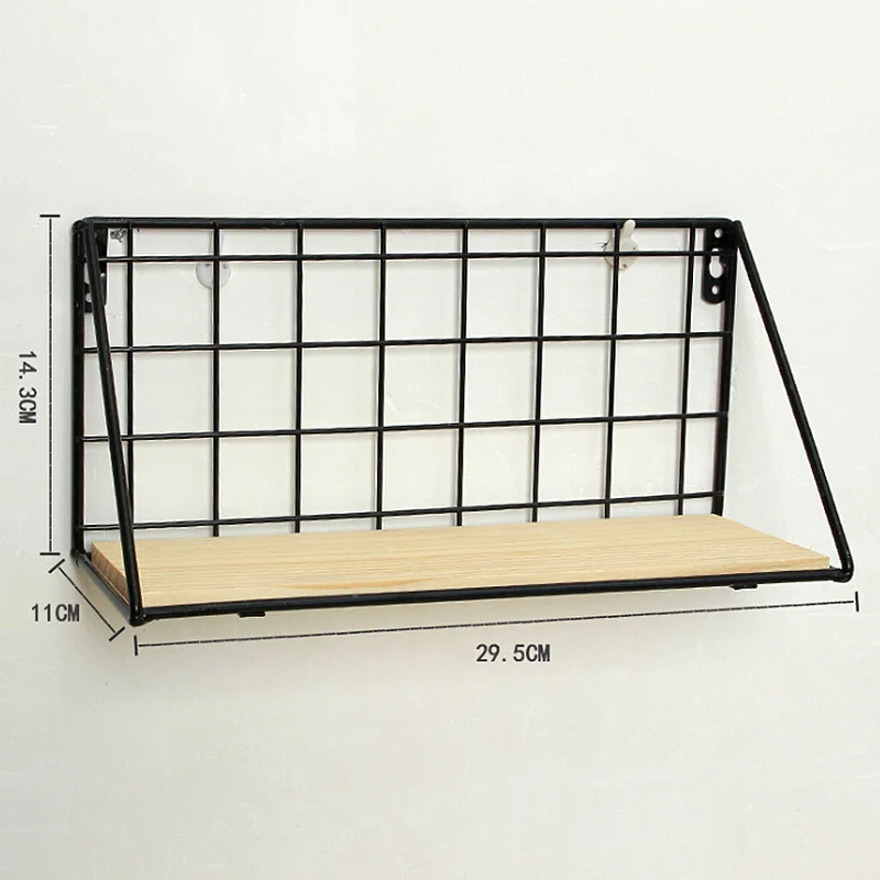 الحديد خشبي الزخرفية رف جدار تخزين الرف OrganizationShelf تخزين الرف منظمة ديكور المنزل DIY الجدار الديكور حامل