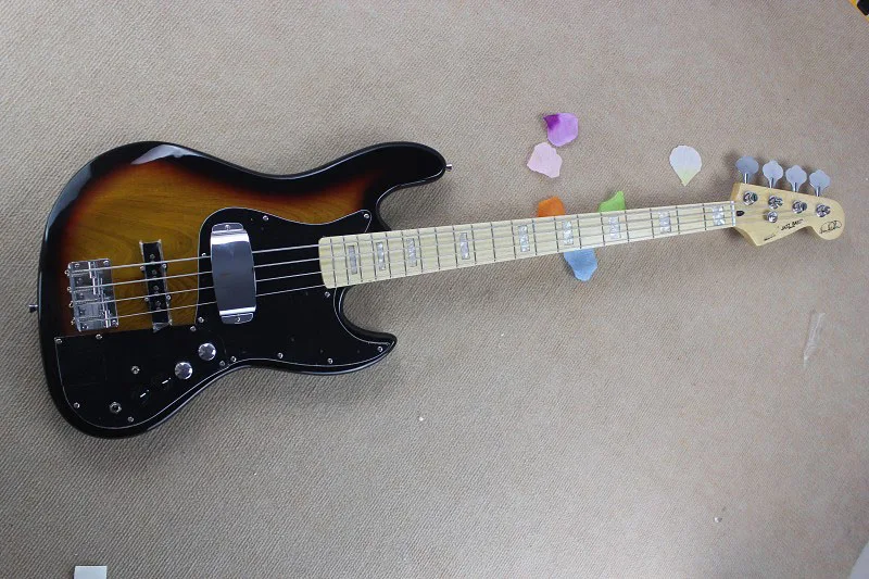 Free Shipping Maple fingerboard 4 String F Marcus Miller Signature Sunset yellow Jazz Bass guitar 15-9