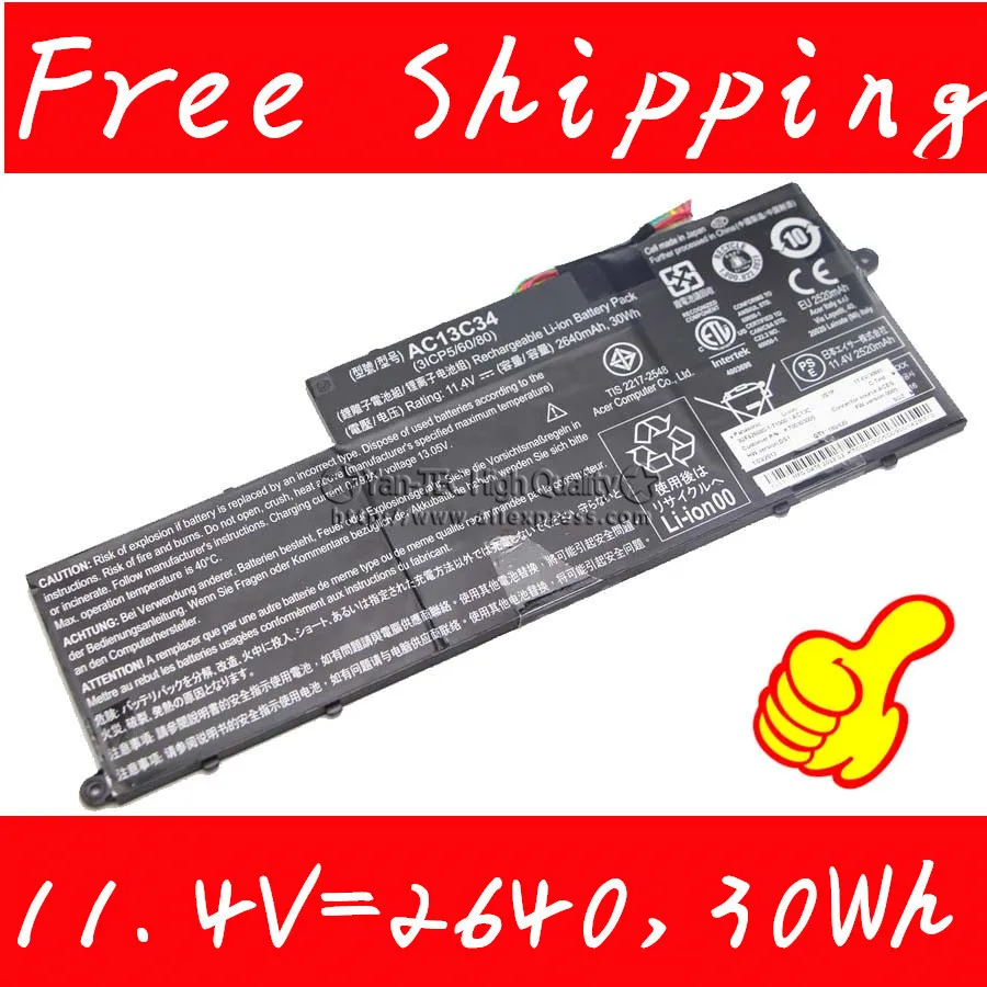

original Battery for Acer Aspire V5-122P Series 3ICP5/60/80 KT.00303.005 in Computers/Tablets Free shipping