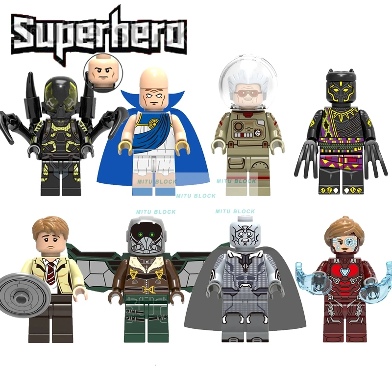 

Single Sale Legoing Stan Lee Super Heroes T'Chaka Observer Deadth Vision Pepper Deadth Vision Legoinglys Building Block X0218
