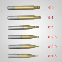 2,5 мм HSS титановая Концевая фреза, фреза для ключей, детали станка для резки ключей, слесарные инструменты, фрезы, сверла, 5 шт./партия