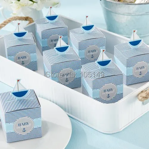 

(100 Pieces/Lot) Creative baby gift box "Baby on Board!" Pop-Up Sailboat Favor Boxes for baby Candy box and baby party favor box