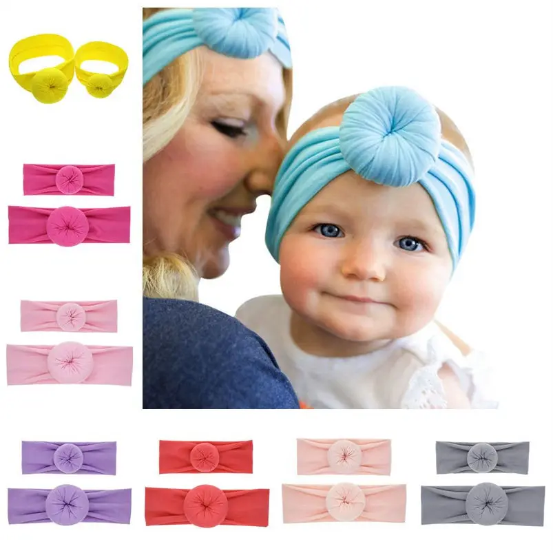 Naturalwell Mother Daughter Headband set Colorful DONUT turban Mum kids