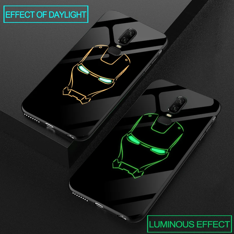 

Luminous Rion Man Tempered Glass Case For Oneplus 5T 5 T Coque Glass Back Cover Case For Oneplus 6 / one plus 6