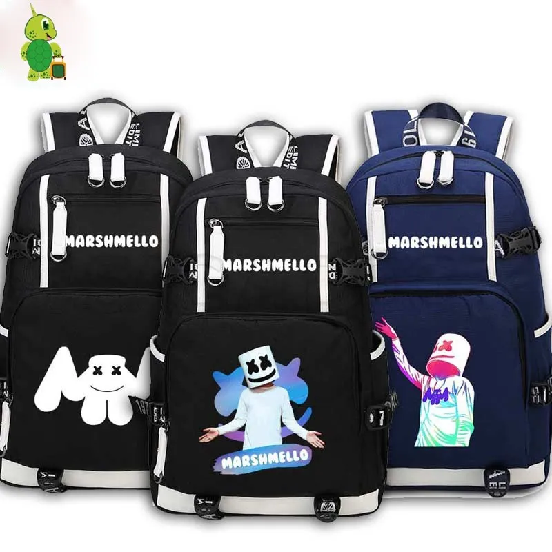 

Marshmello Backpack Women Men Laptop Backpack DJ Alone School Bags for Teenagers Luminous Large Casual Backpack Travel Rucksack