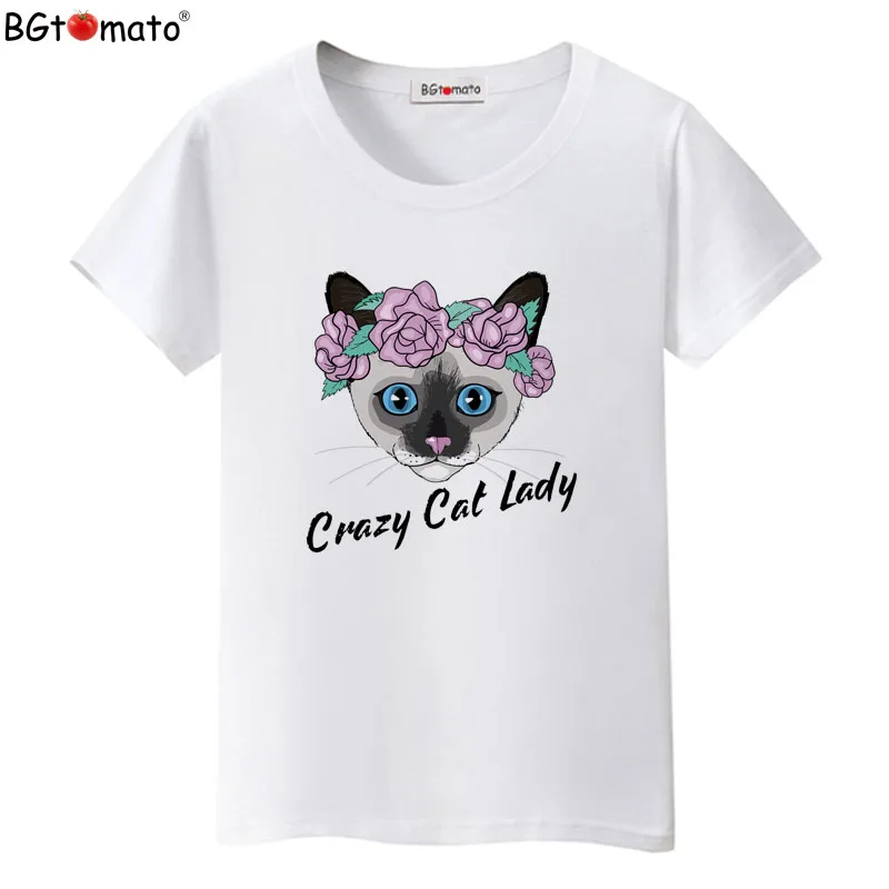 

BGtomato Crazy cat lady lovely T-shirts women Original brand good quality soft casual shirts Cheap sale tops tees