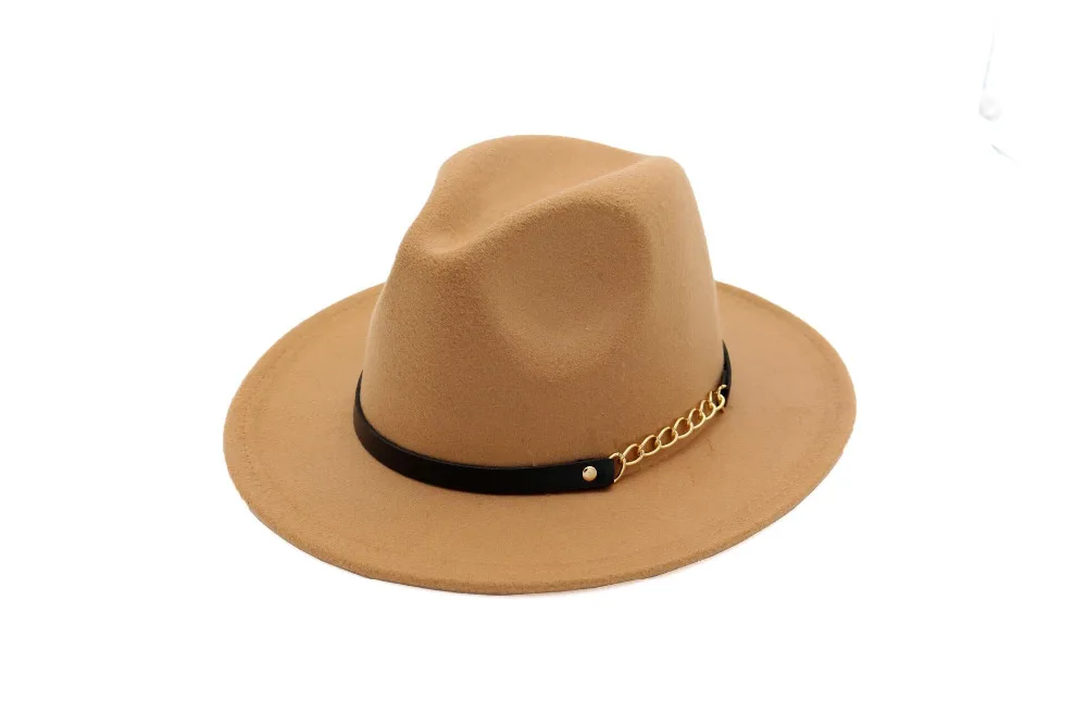 Fashion female woolen black hat pink solid color fedora hat ladies felt hats leather belt winter women jazz hat new arrival