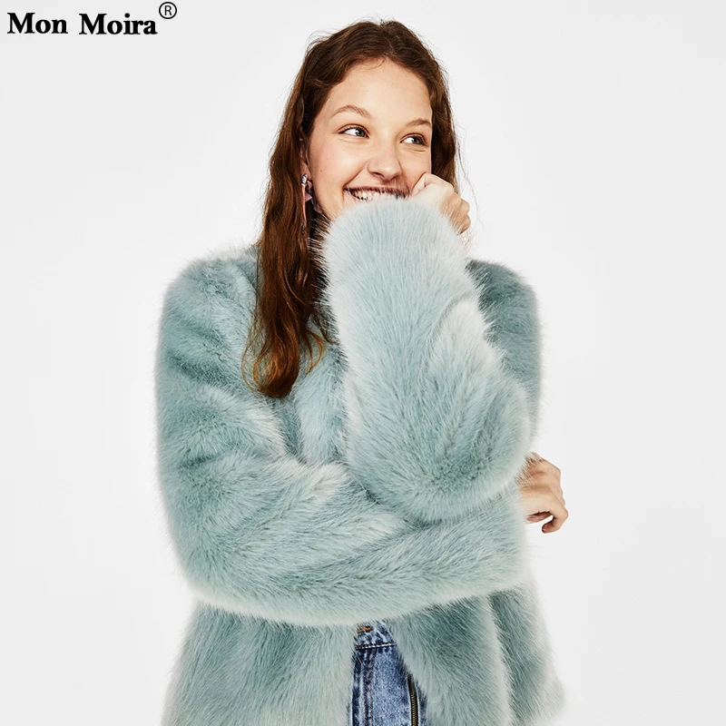 

2019 Winter ZA Solid Faux Fur Coats Women Thick Warm Slim Fit Fur Coats And Jackets Outwear Winter Coats Women cwf0128-5