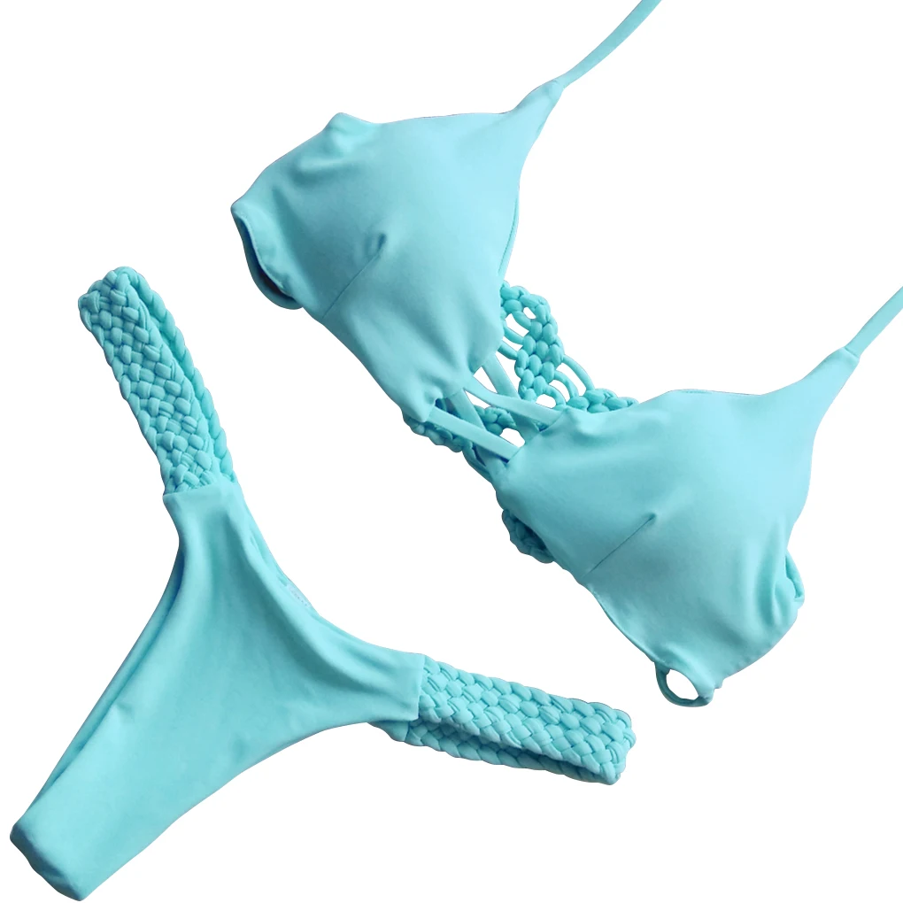 

New Women's Braided Rope Thong Bikinis Sets Swimsuit Beach Wear Bathing Suit