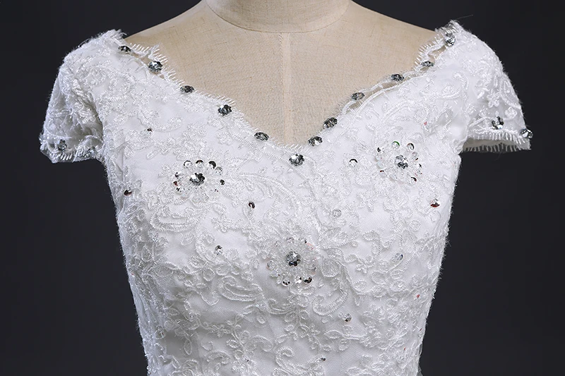 Fansmile Vestidos de Novia/Большие размеры, свадебные платья с короткими рукавами, кружевное винтажное свадебное платье FSM-066F