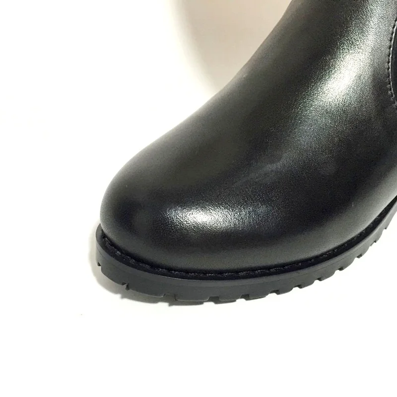 Модная женская обувь из натуральной и искусственной кожи; зимние теплые сапоги до колена; Повседневная обувь; черные зимние сапоги на меху на молнии; обувь на платформе