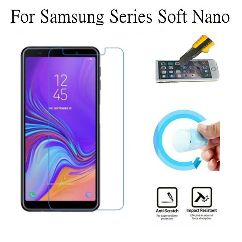 

Soft Glass Nano Explosion proof Screen Protector Protective Lcd Film Guard For Samsung A8 Plus A7 A6 Plus A5 2018 Note9 Note8
