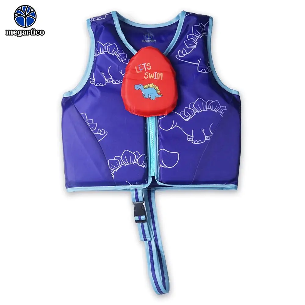 

Megartico child life jacket with chin up dinosaur swim trainer vest blue float foam suit kids floating vest