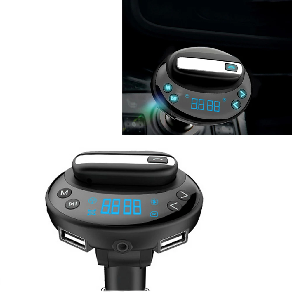 Быстрый Зарядное устройство Bluetooth автомобиля Dual USB со светящимися кнопками V8 MP3 музыкальный плеер Высокое качество Handsfree fm-передатчик