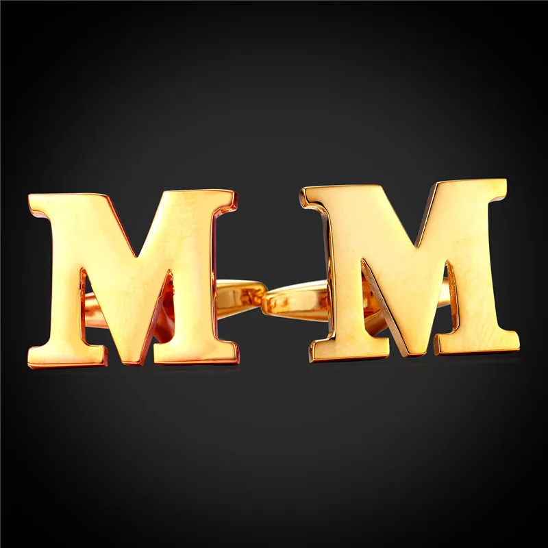 Collare, Запонки мужские M-S письмо золото/браслет серебристого цвета, торговля алфавит М-S Для мужчин запонки высококачественные C115 - Окраска металла: gold plated M