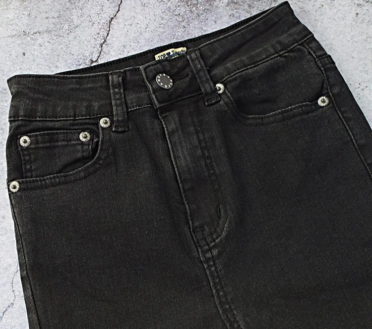Кружева лоскутное обтягивающие джинсы женские Рваные джинсы для Для женщин колено отверстие карандаш джинсовые штаны черный