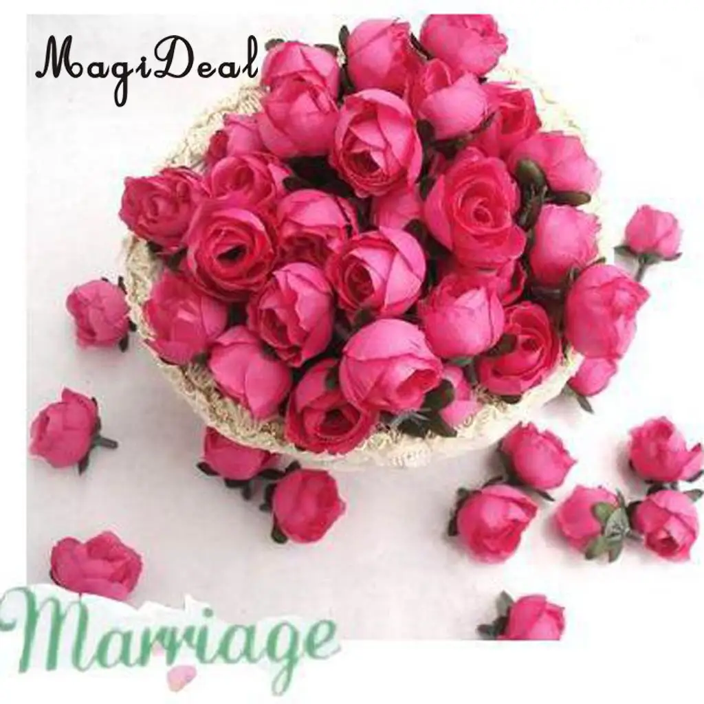 MagiDeal Lifelike 50Pcs/Lot 3cm Artificial Silk Roses Flower Heads Craft for Wedding Headbands Hat Card Photo Albums Party Decor