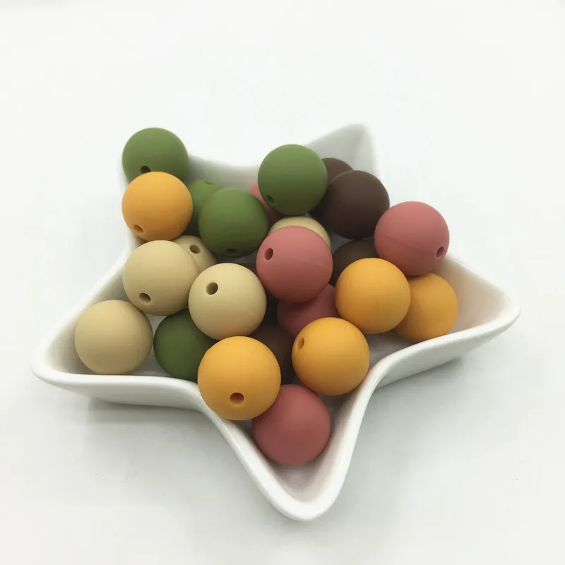 

NEW 50pcs/lot Silicone Beads Baby Teether 15mm Baby Teething Beads For Pacifier Chain Silicone Teether BPA Free