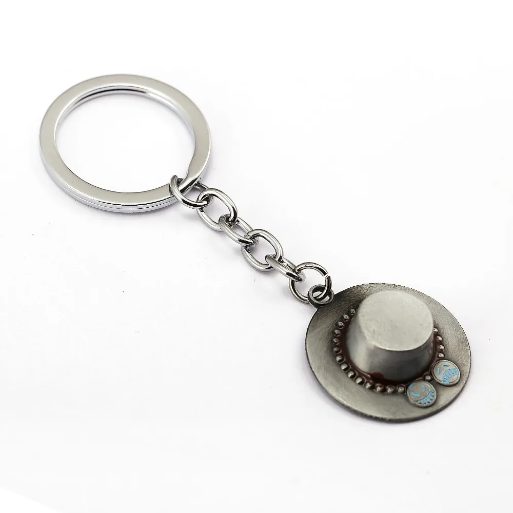 Cartoon One Piece Luffy Straw hat &amp Ace Chopperman Hat Silver Key Ring Tone Zine Alloy Chains Kids Toys Pendants | Украшения и