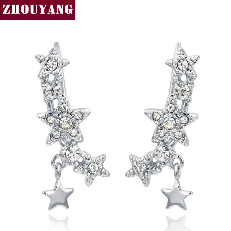 

Top Quality 2015 New Design Star Rose Gold Color Ear Hook Stud Earrings Jewelry ZYE793 ZYE794