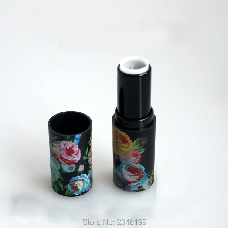 

50pcs/lot Black Retro Flower Printed Lipstick Tube, Round Empty Lip Cream Container, DIY Lip Balm Tube, Cosmetic Container