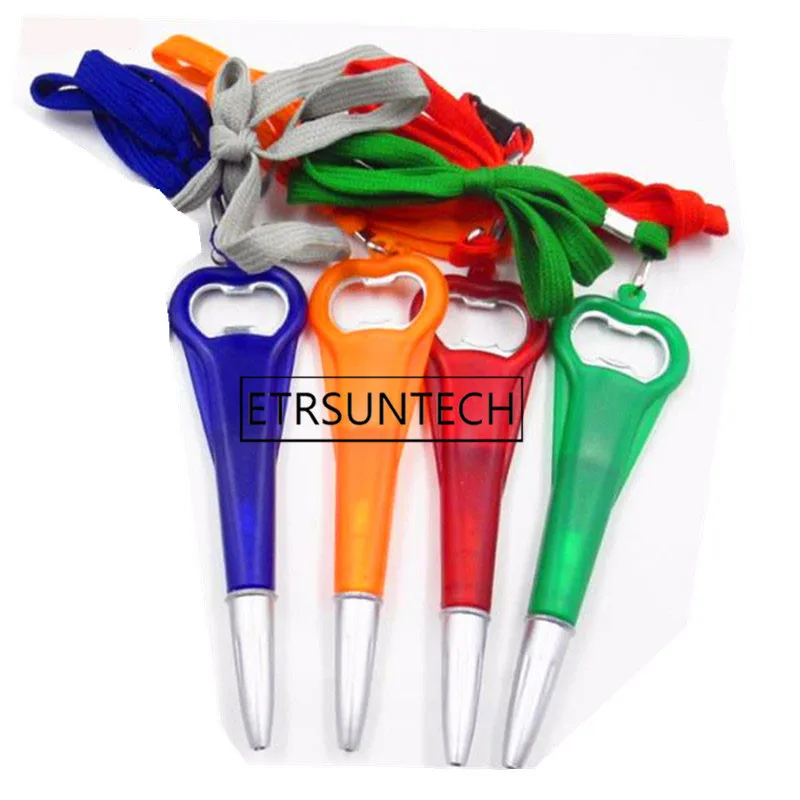 

200pcs Creative Beer Bottle Opener Pen with String Portable Plastic Ballpoint Pen Party Favors and Gifts Souvenirs