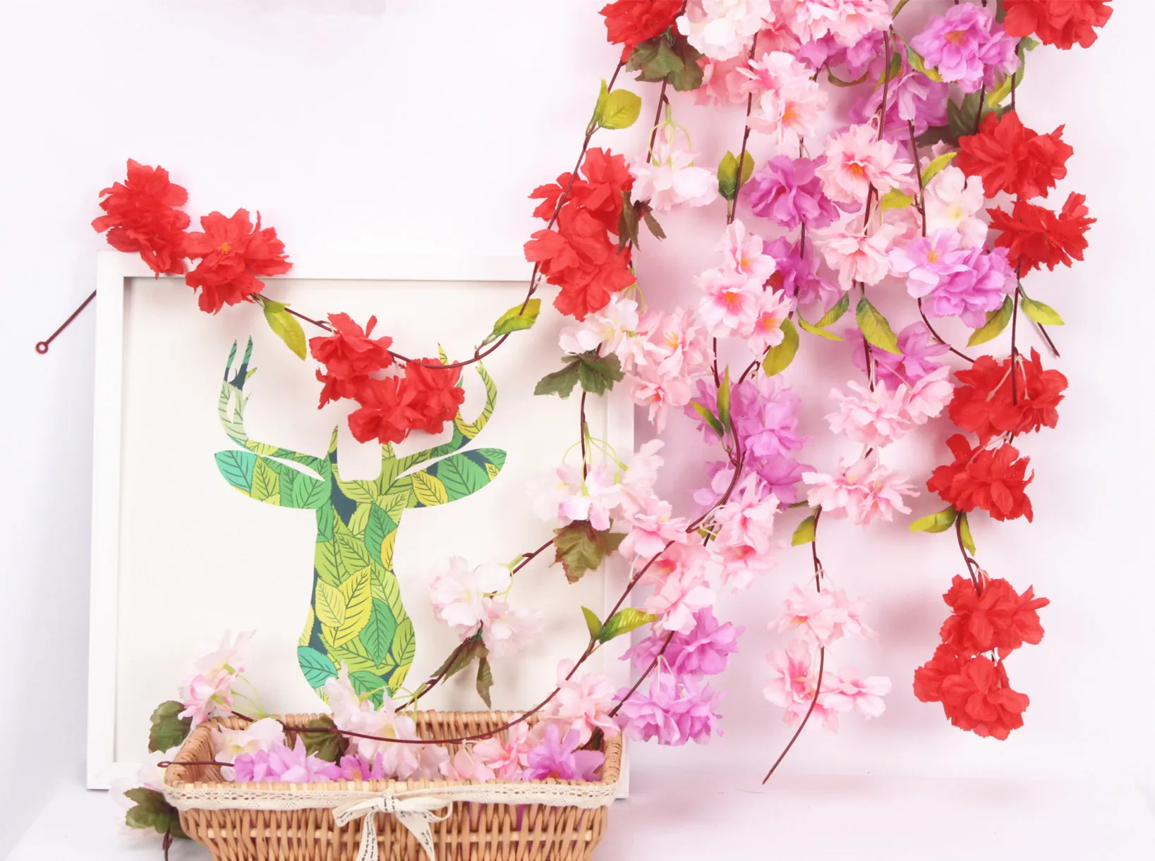 Искусственная Цветочная лоза цветущая вишня Сделай Сам Свадебная домашняя Праздничная гирлянда Рождественский Декор Искусственный цветок из шелка ротанга Глициния