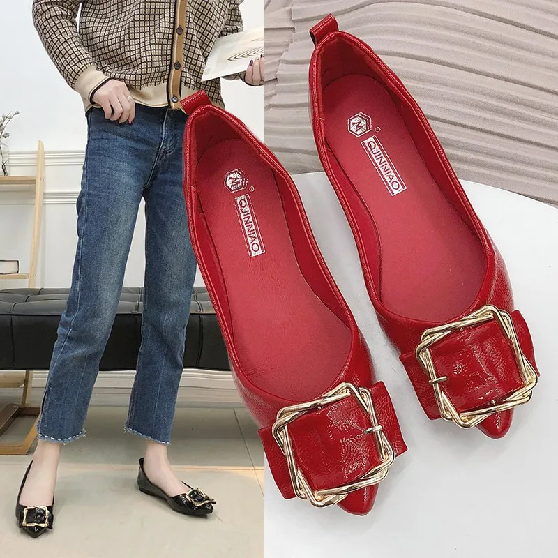 

2019 New Fashion Women Flats Pointed Toe Shallow Loafers Leisure Slip-on Shoes Spring Autumn Solid Shoes Zapatos Mujer