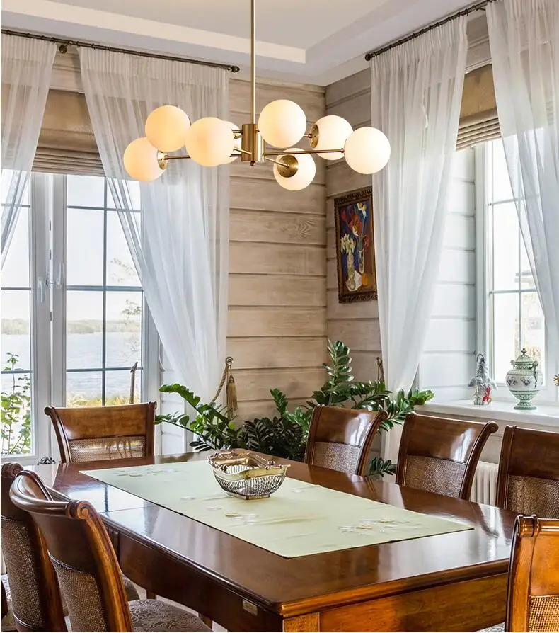 Bola de Vidro Pós-moderna Criativo Feijão Mágico Lustre Estilo Nórdico