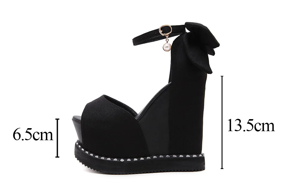 Gdgydh/летние женские босоножки на танкетке с открытым носком; обувь с закрытой пяткой на очень высоком каблуке; Повседневные Вечерние женские сандалии на платформе из флока с пикантными кристаллами